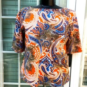 Etro Milano Orange and Blue Boxy Top